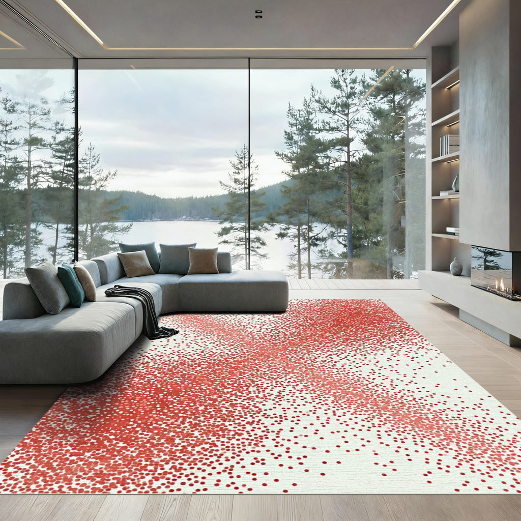 Crimson Dot Explosion Abstract Rug