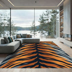 Bold Orange and Gray Tiger Stripe Rug