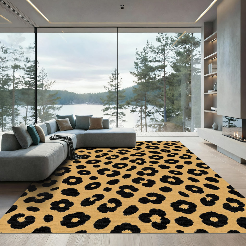 Golden Black Spotted Leopard Rug