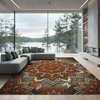 Burnt Orange Mandala Floral Medallion Rug