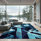 Abstract Concrete Structure Blue Rug