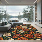 Autumnal Floral Rose Garden Rug