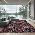 Elegant Pink Clematis Floral Lattice Rug
