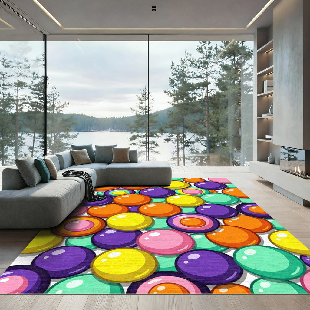 Vibrant Multicolored Pop Art Gumball Mosaic Rug
