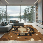 Rustic Farmhouse Village Circle Arrangement Rug