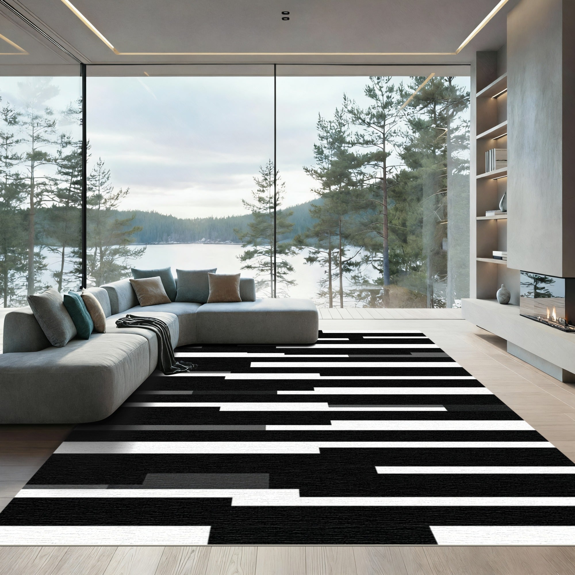 Monochromatic Abstract Geometric Slices Rug