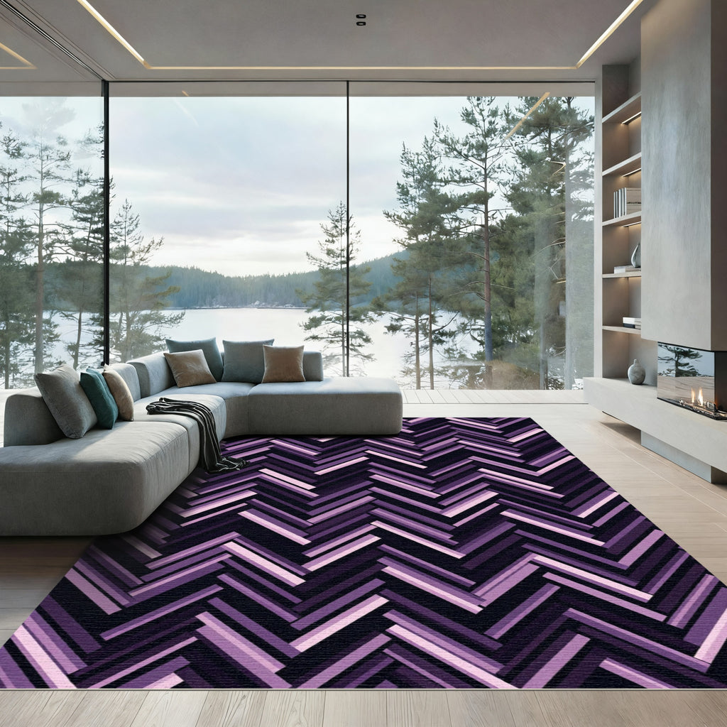Abstract Violet Chevron Herringbone Texture Rug