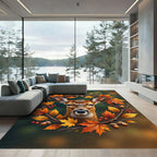 Autumn Deer Wreath with Golden Leaves Rug