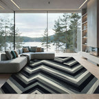 Monochromatic Chevron Geometric Layered Rug