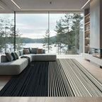 Minimalist Monochrome Vertical Linear Stripe Rug