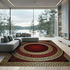 Crimson Gold Layered Greek Key Rug