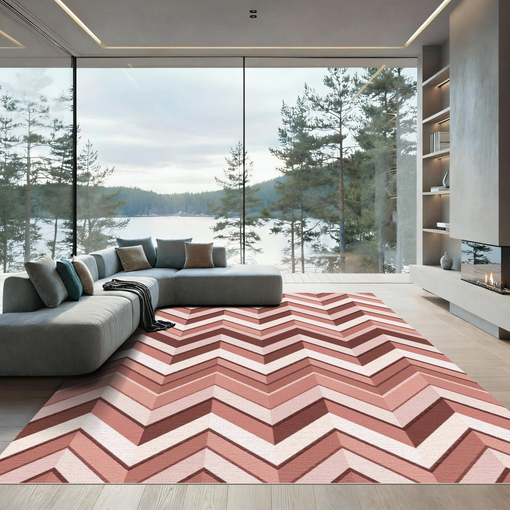 Rose Gold Chevron Pattern Rug