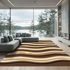 Earthy Brown Wavy Stripe Rug