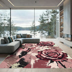 Crimson Rose Abstract Splatter Rug
