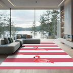 Coral Pink Flamingo Stripe Pattern Rug