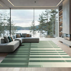 Modern Sage Green Linear Bar Rug