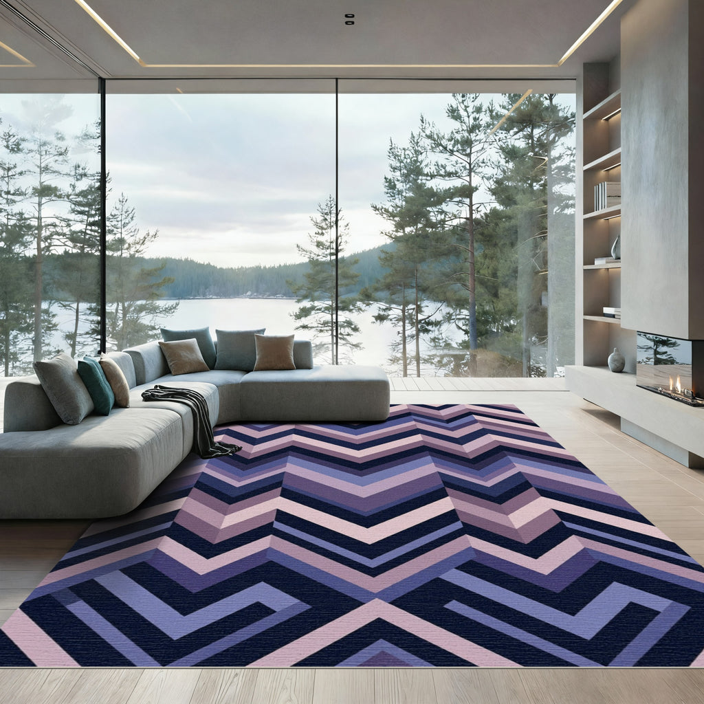 Geometric Chevron Indigo Lavender Rug