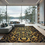 Antique Gold Elaborate Floral Scroll Rug