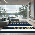 Navy and Cream Nautical Rope Stripe Rug