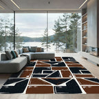 Modern Black And Brown Geometric Block Rug