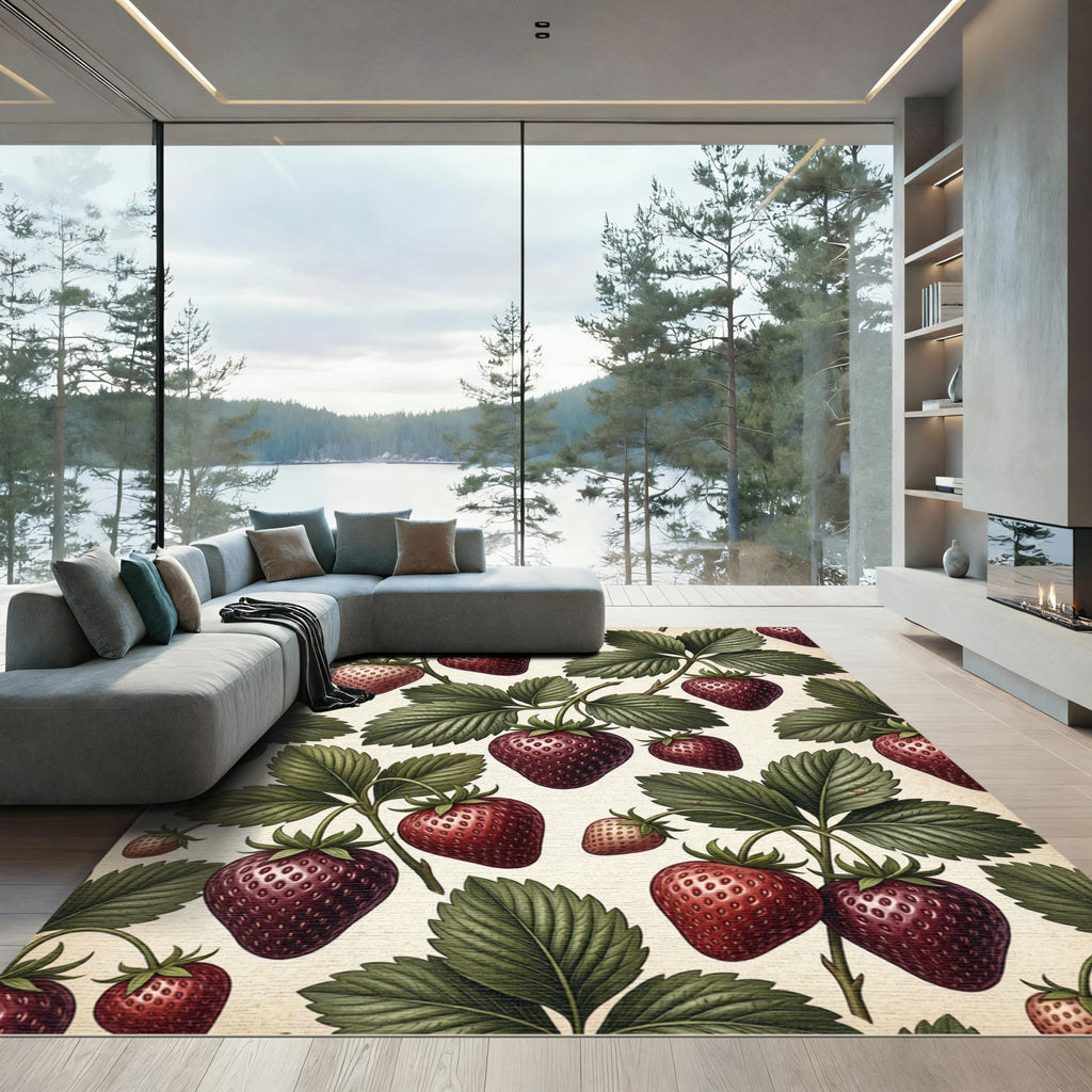 Vintage Strawberry Botanicals Earthy Cream Rug