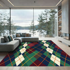 Classic Multicolor Argyle Geometric Grid Rug