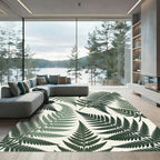 Lush Emerald Fern Leaf Foliage Rug
