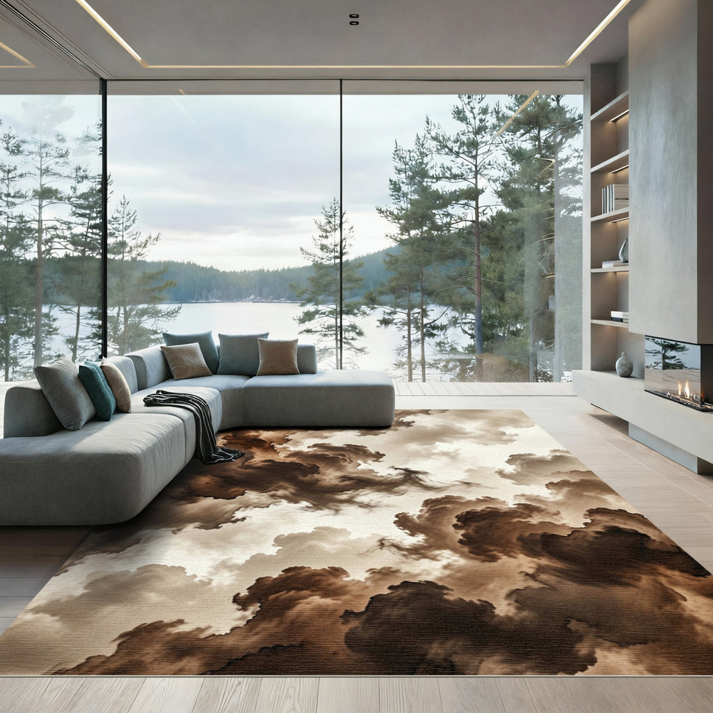 Sepia Ethereal Abstract Storm Cloud Rug