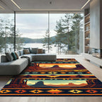 Sunset Desert Landscape Southwestern Geometric Rug