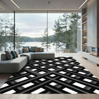 Monochrome Geometric Diagonal Grid Rug