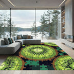 Vibrant Green Sliced Kiwi Fruit Mosaic Rug