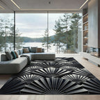 Monochrome Art Deco Fan Geometric Rug