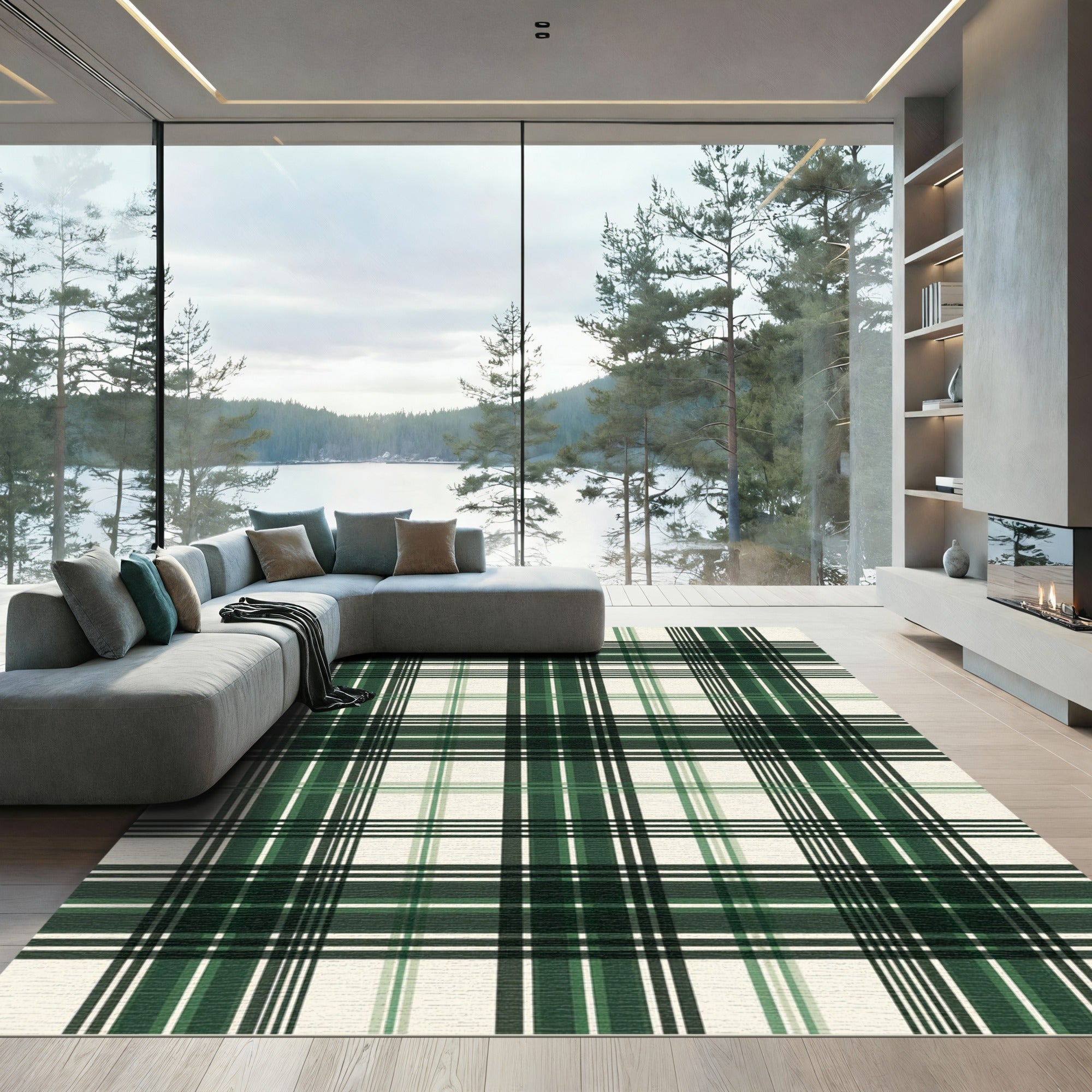 Classic Green Tartan Plaid Rug