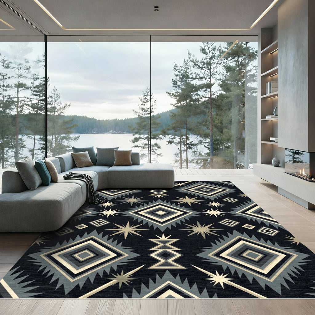 Geometric Diamond Starburst Navajo Rug