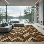 Two Tone Herringbone Wood Plank Rug