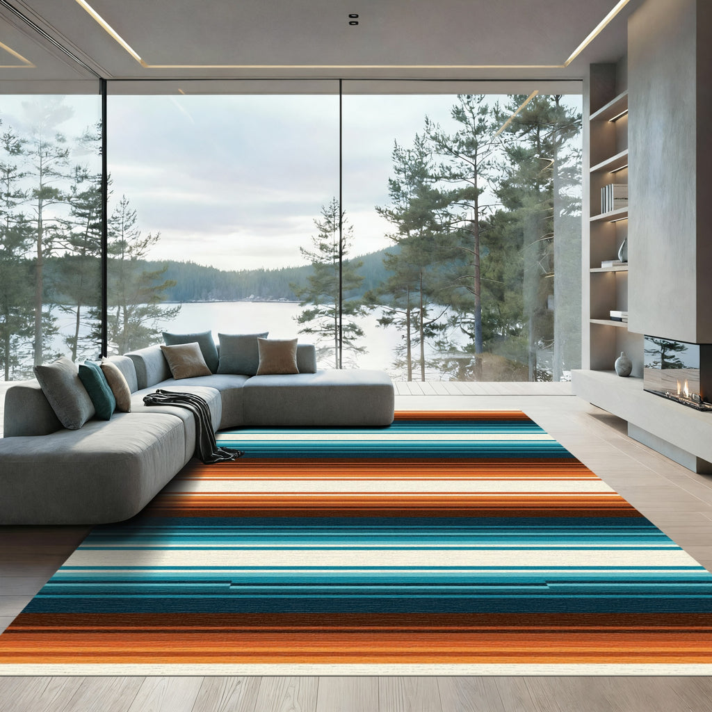 Earthy Tone Retro Striped Rug