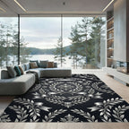 Elegant Silver Laurel Wreath Ribbons Rug