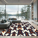 Navy Blue and Burnt Orange Arrows Rug