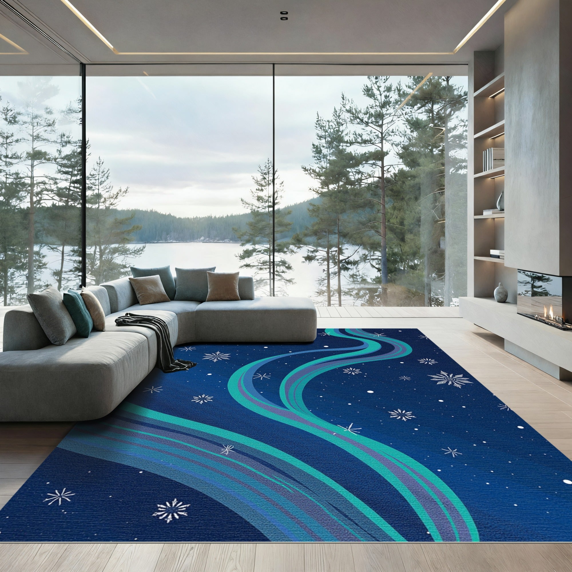 Celestial Moon Ice Swirl Rug