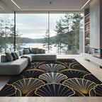 Black Gold Art Deco Fan Rug
