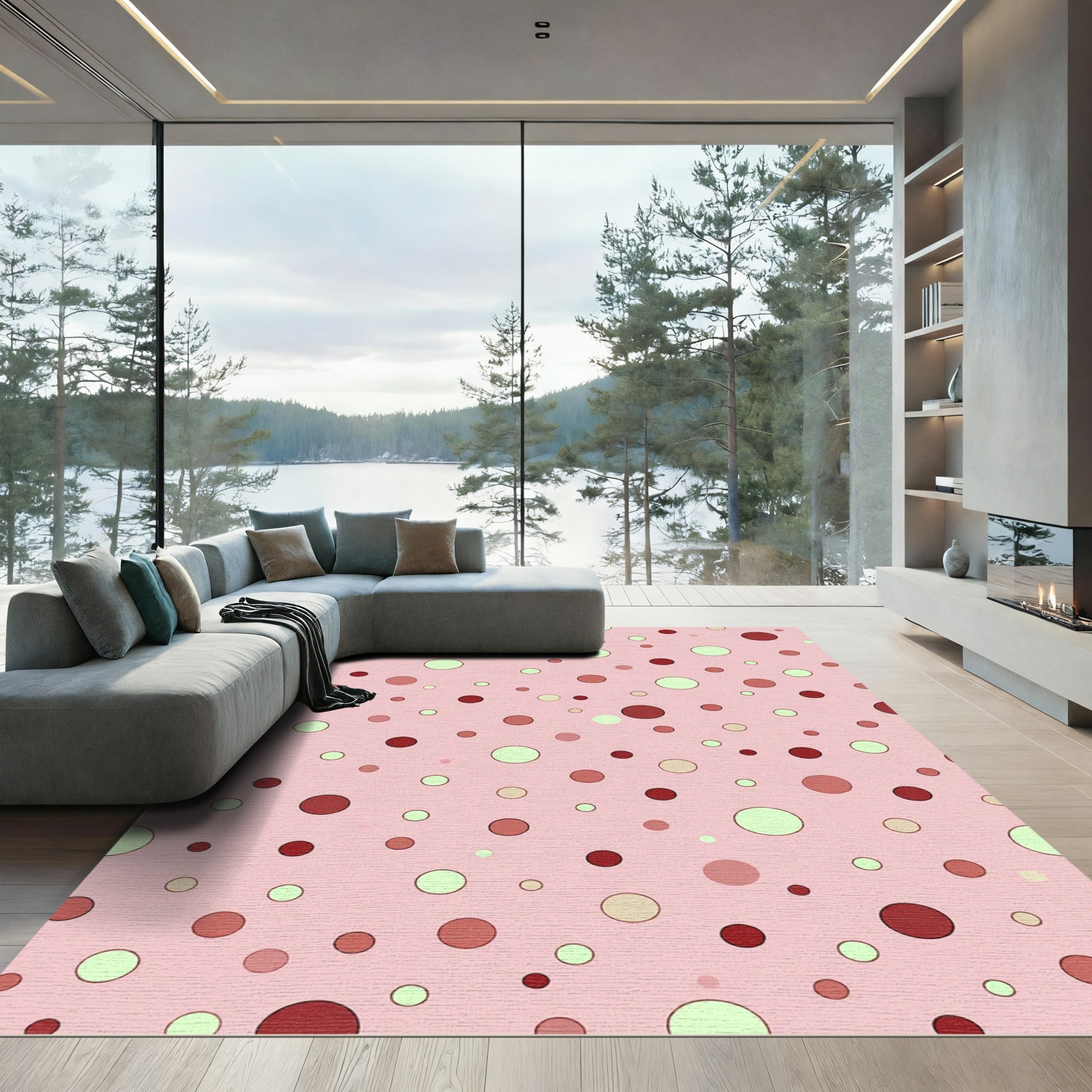 Pink Polka Dot Scatter Rug