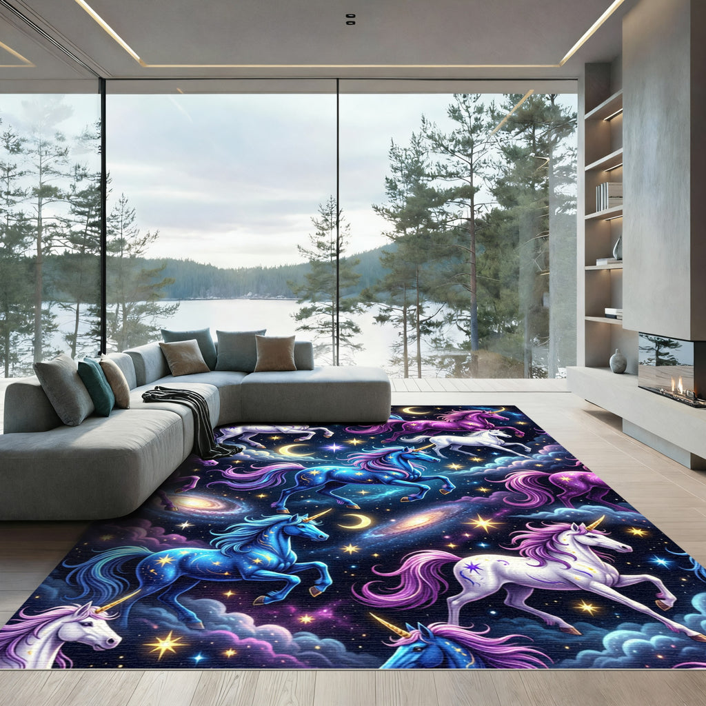 Majestic Cosmic Unicorn Galaxy Nebula Art Rug