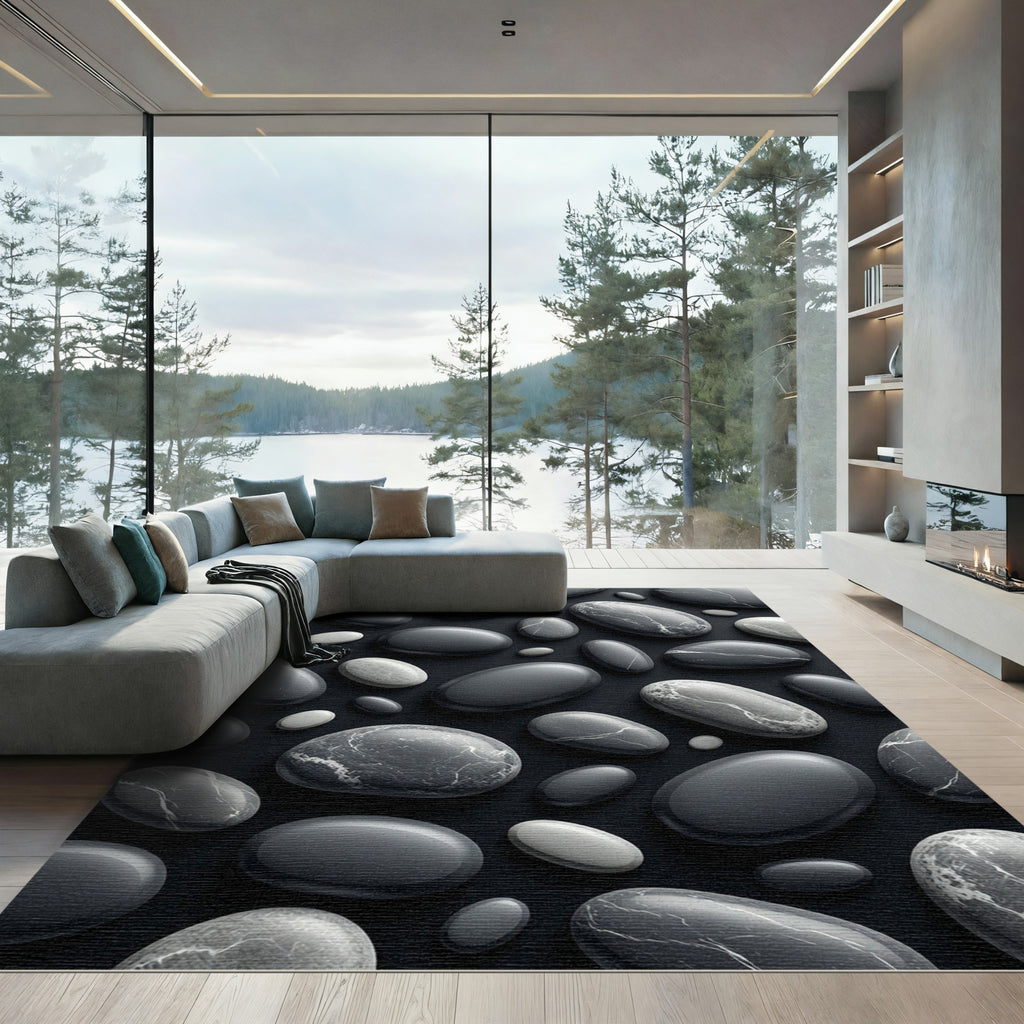 Monochromatic Smooth Stone Collection Rug
