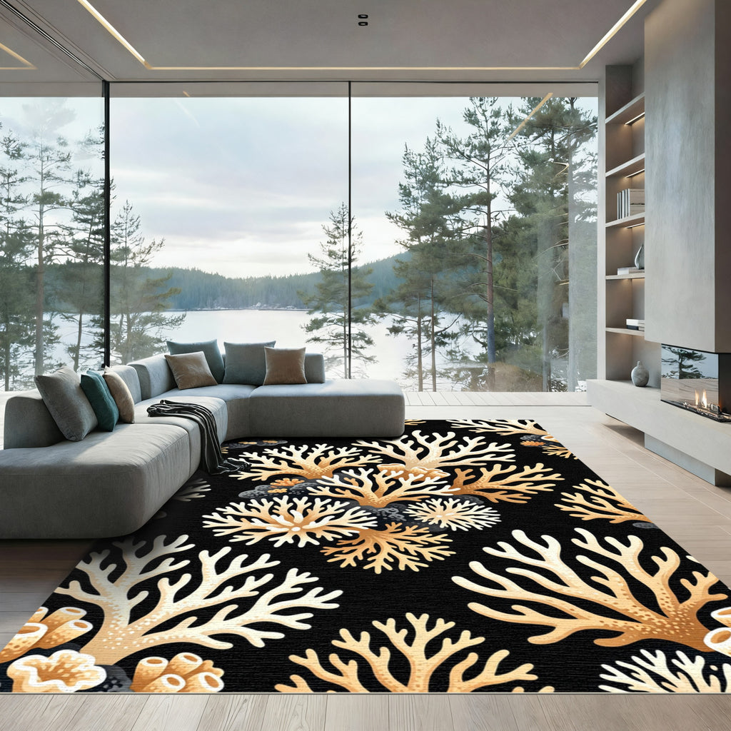 Golden Coral Underwater Branch Arrangement Rug