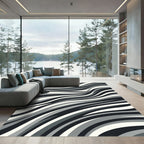 Monochromatic Wavy Stripe Abstraction Rug