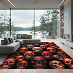 Crimson Skull Gothic Halloween Art Rug