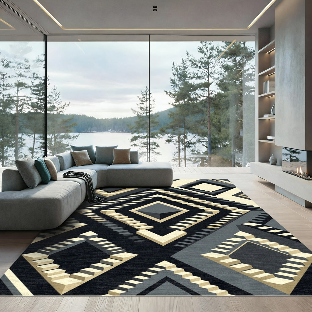 Optical Illusion Stairs Geometric Rug