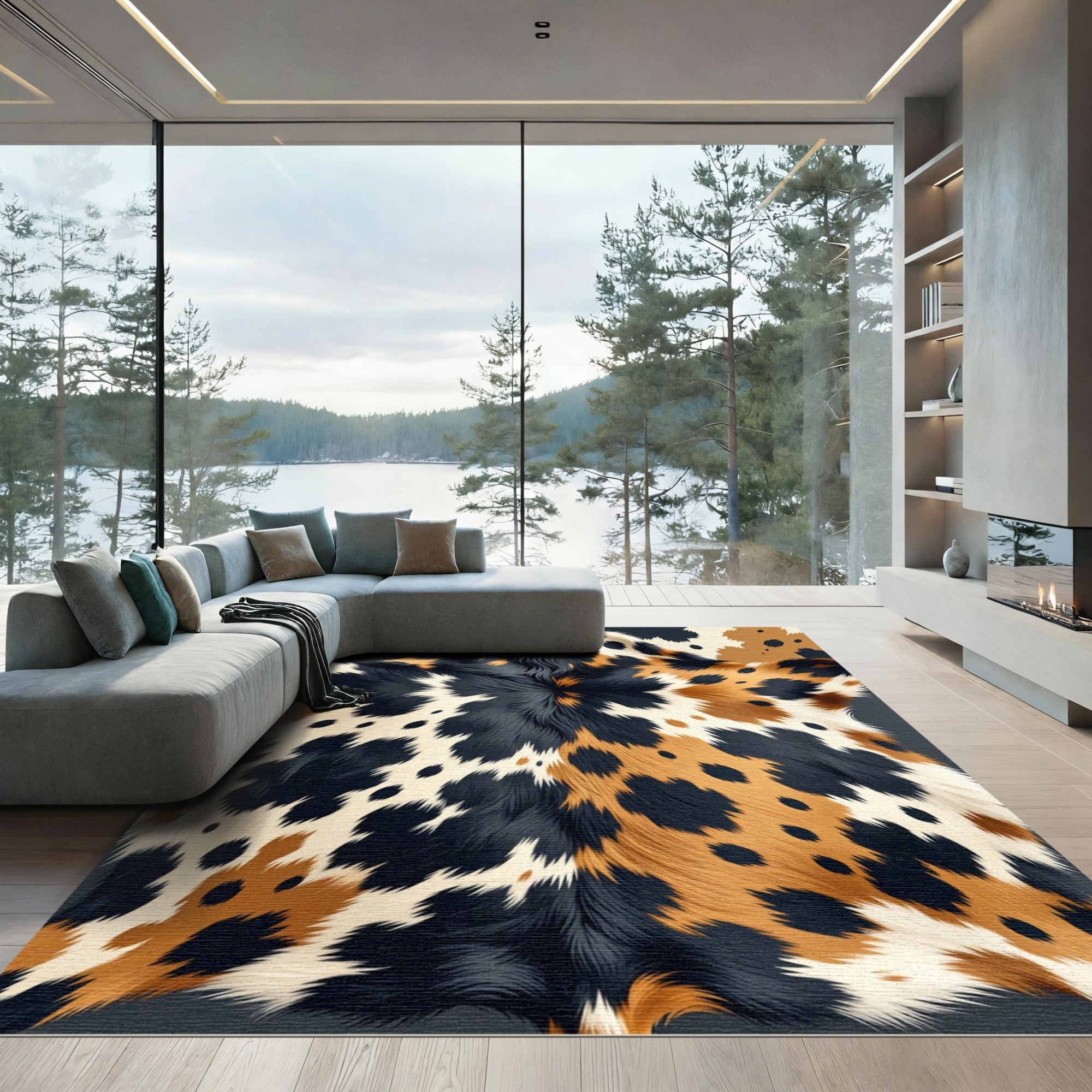 Spotted Calico Animal Hide Rug