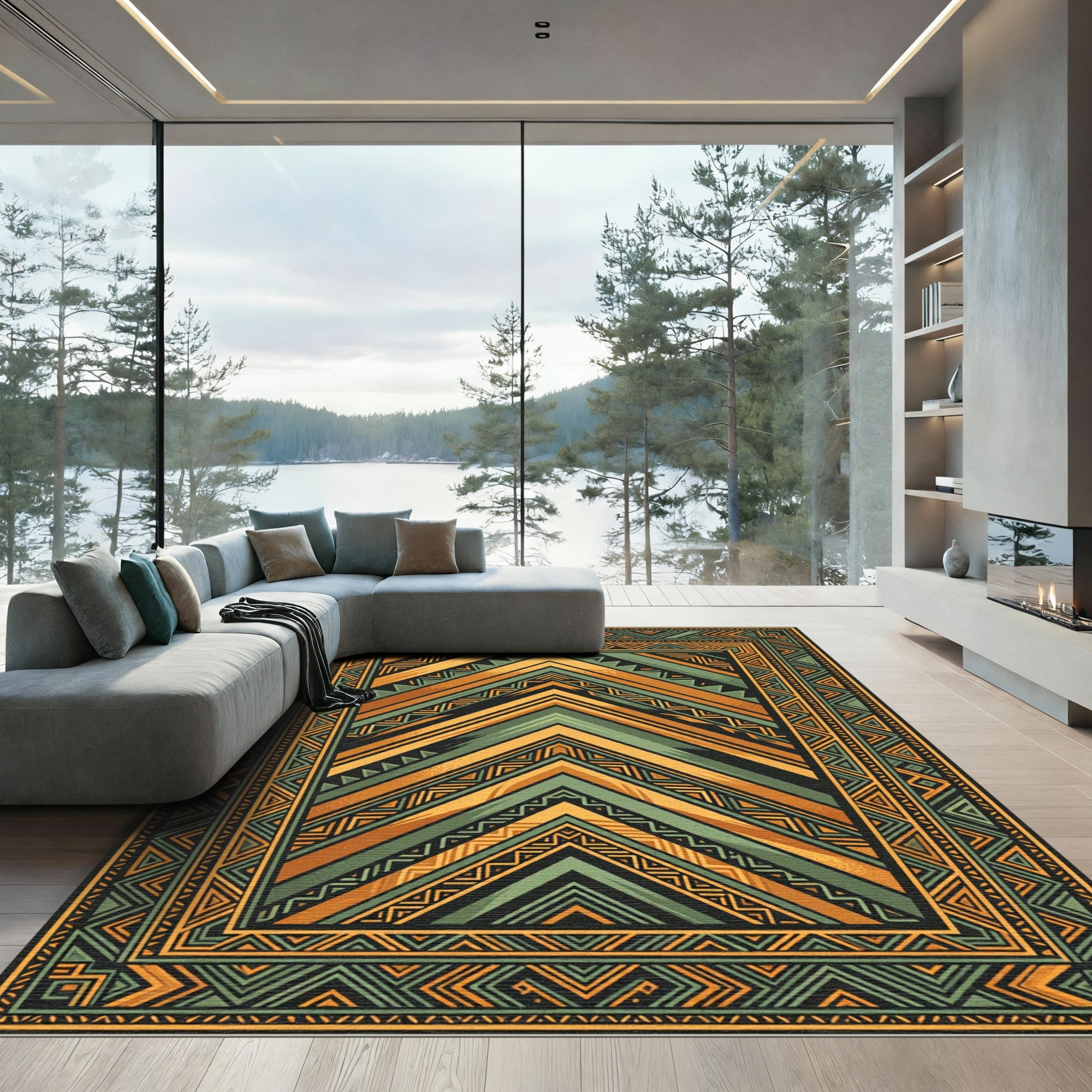 Geometric Aztec Tribal Chevron Rug