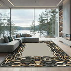Rustic Interlocked Chain Border Rug